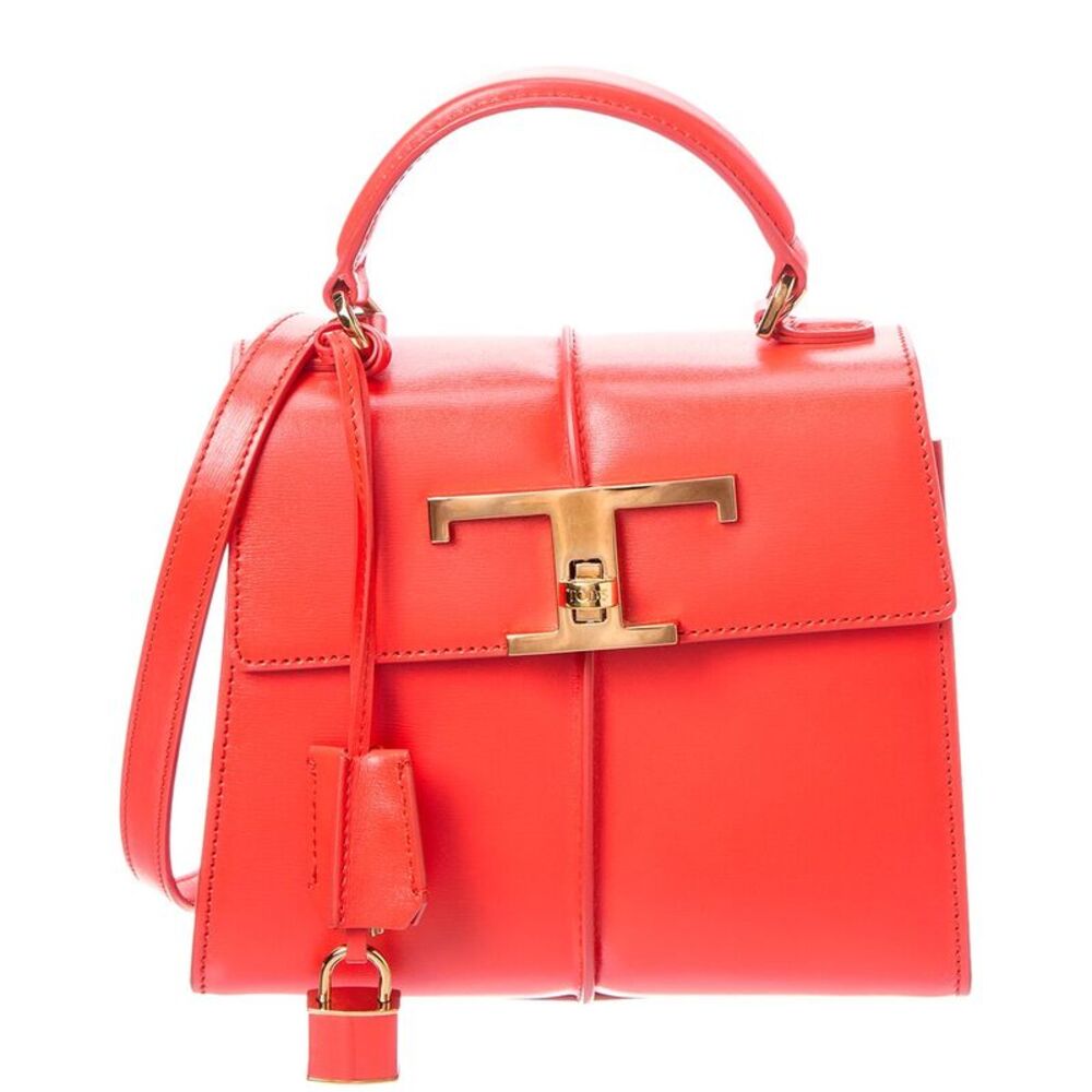 Tods Logo Leather Shoulder Bag, Red